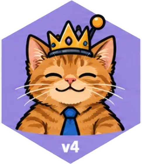 obot v4 as a robot cat in a crown and tie