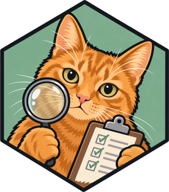 The Inspector Orange hex: Orange with a magnifying glass and a clipboard.