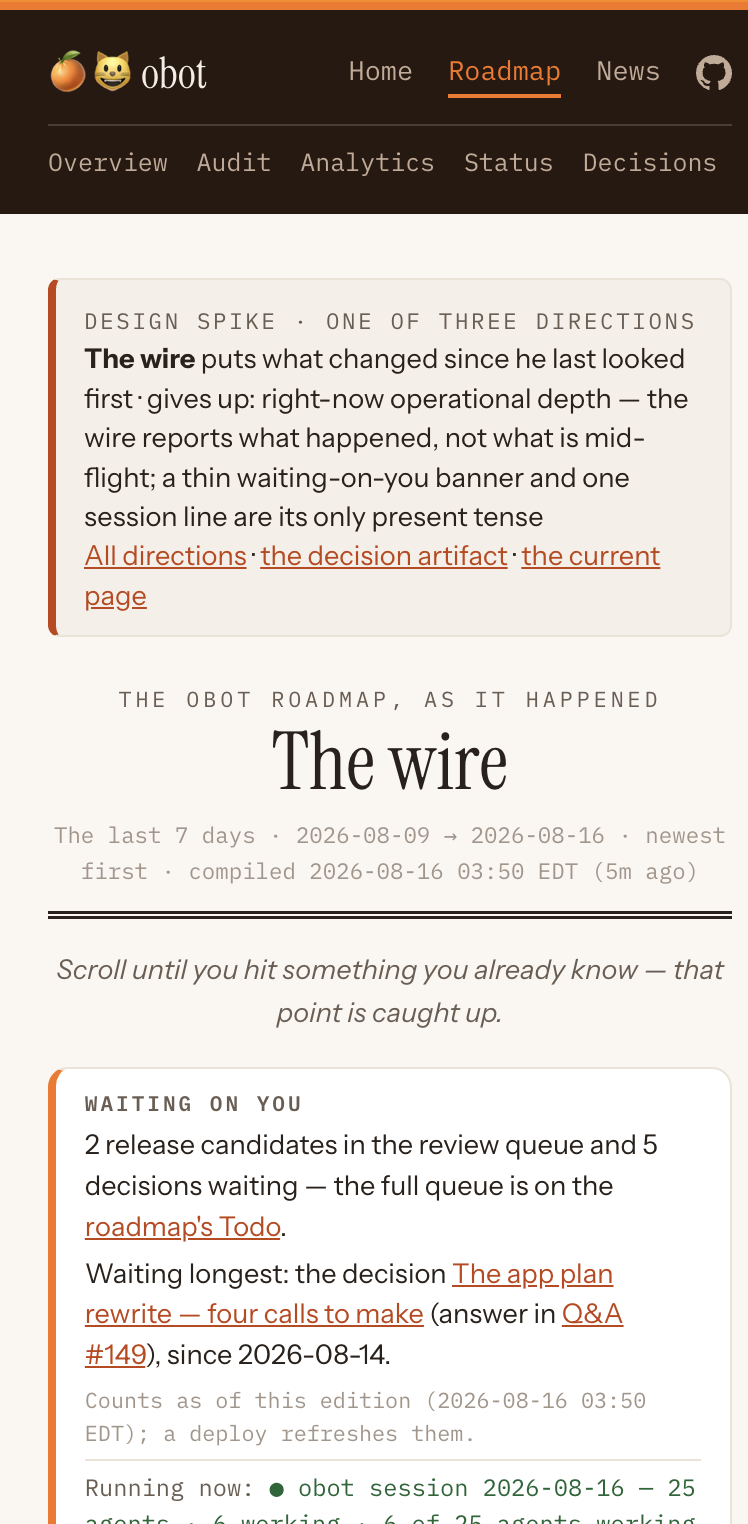 The wire at a 390px viewport